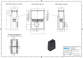 BIRCOlight® avec feuillures en acier DN 150 AS, avaloir en ligne