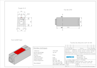 Caniveau de révision Profil 200 D 400