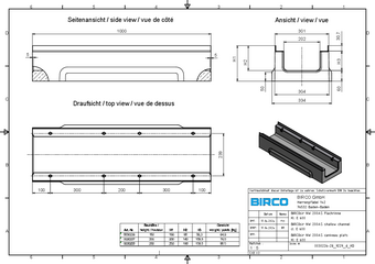 BIRCOsir® DN 200 AS, caniveau plat