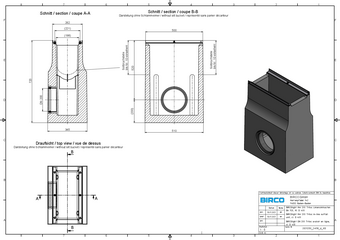 BIRCOlight® triloc DN 200, avaloir en ligne hauteur 720