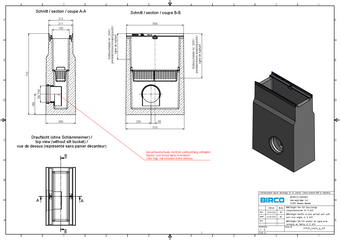 BIRCOlight® avec feuillures en fonte DN 150, avaloir en ligne