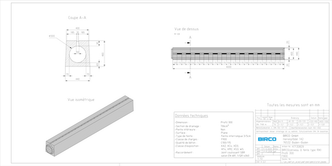 Caniveau à fente Profil 300 F 900