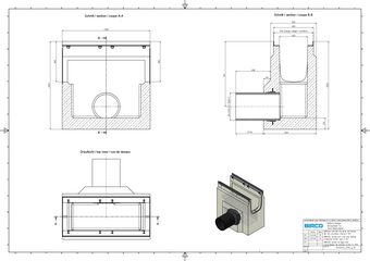 BIRCOsir® DN 320, avaloir pour caniveau de hauteur 550