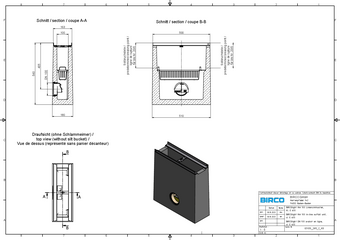BIRCOlight® avec feuillures en acier DN 100 AS, avaloir en ligne