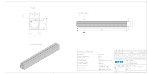 Caniveau à fente Profil 300 D 400