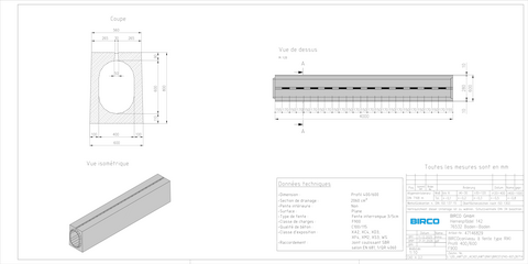 Caniveau à fente Profil 400/600 F 900