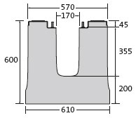 BIRCOmassiv Dimension Nominale 170 Caniveaux Caniveaux I sans pente intérieure I avec protection de surface en acier galvanisé à chaud