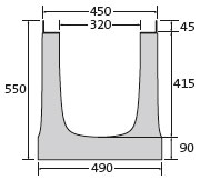 BIRCOsir Grandes Dimensions Dimension Nominale 320 Caniveaux Elément de caniveaux sans pente intérieure